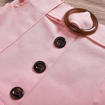 Girls Fashion Turtleneck Button Top Solid Button Skirt