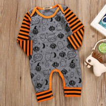 Baby Halloween Cartoon Print Stripe Romper