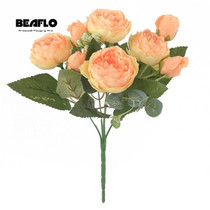 1 Bouquet 9 heads Artificial Peony Tea Rose Flowers Camellia Silk Fake Flower flores for DIY Home Garden Wedding Decoration