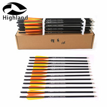 12PCS Target Arrows Crossbow Bolt 16 /20 inch Crossbow Bolts Carbon Arrow for Archery Hunting Shooting with Orange yellow feathe