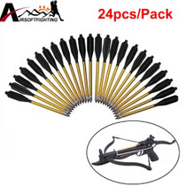 24pcs Golden Aluminum Bolt Arrows For 50 lb/80 lb Pistol Broadheads Archery Arrowhead Crossbow Arrow Head for Hunting Shooting