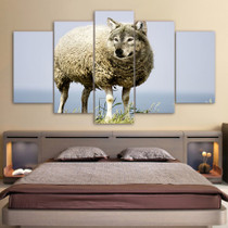 5 Pieces Wall Art Picture Gift Wolf Home Decoration Canvas Print Painting Living Room Printed