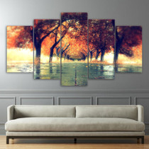5 Piece Canvas Art Autumn City Color Trees In Line Posters And Prints Pictures Living Room