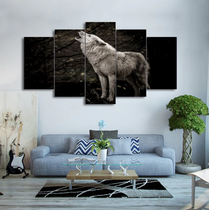 HD Printed 5 Piece Canvas Art Howling White Wolf Painting Abstract Wall Pictures Living Room Decor