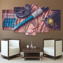HD Printed 5 Piece Canvas Art Fishing Rod Tools Painting Vintage Wall Pictures Living Room Modern