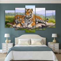 5 Piece Tiger Art Animal Poster Wall Pictures Living Room Wall Art Canvas Painting
