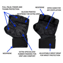 Men Half Finger Hand Palm Protector With Wrist Weight Lifting Gloves