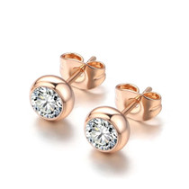 Crystal Style Rose Gold Color Stud Earrings