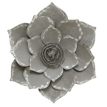 iBellu Gray Lotus Metal Rustic Hand-Crafted Wall Décor