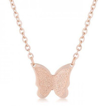 Breanne Rose Gold Stainless Steel Rose Gold Butterfly Necklace (pack of 1 ea)
