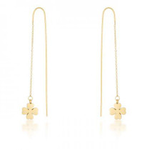 Patricia Gold Stainless Steel Clover Threaded Drop Earrings (pack of 1 ea)