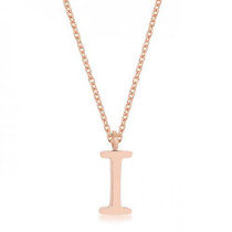 Elaina Rose Gold Stainless Steel I Initial Necklace (pack of 1 ea)
