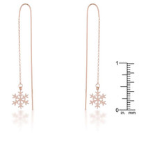 Noelle Rose Gold Stainless Steel Snowflake Threaded Drop Earrings