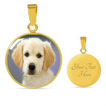 GOLDEN RETRIEVER PUPPY LUXURY NECKLACE WITH CIRCLE CHARM