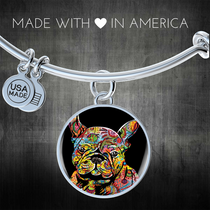 FRENCH BULLDOG LUXURY BANGLE WITH CIRCLE CHARM