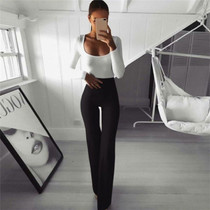 Sexy Women High Waist Long Pants OL Ladies Career Solid Palazzo Slim Flare Wide Leg Trousers Female Harem Pants
