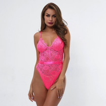 Hollow Out Sexy V-Neck Lace Bodysuit Sleeveless One Piece Body Romantic Sheer Teddy Fashion Bodysuit