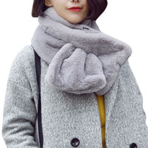 Women Winter Thicken Plush Faux Rabbit Fur Scarf Solid  Color Collar Shawl