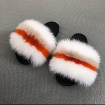 Women Furry Slippers Real Fox Fur Slides Women SlipFox Hair Sandals Ladies Fur Slippers Indoor Flat Shoes Woman