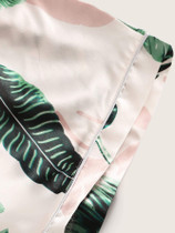 Tropical Print Satin Pajama Set