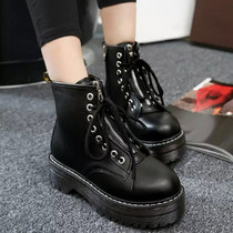 Winter Boots Women Lace Up Ankle Boots Round Toe Shoes