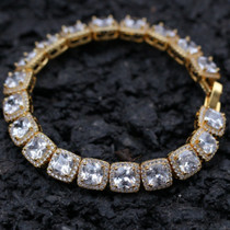 Square CZ Single Row Bracelet +  Necklace Tennis Bundle (10 mm)