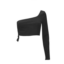 ISHOWTIENDA One Shoulder Tops 2018 Long Sleeve T Shirt Women Crop Top Sexy Tshirt Women Summer Casual T shirts Camiseta Feminina