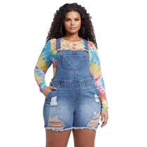 Fashion Women Summer Playsuit Overalls Streetwear Denim Rompers Female Casual Loose Jumpsuit Women Pockets Hole Playsuits