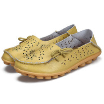 Shoes woman flats genuine leather fashion shoes female cutout slip on ballet flats loafers