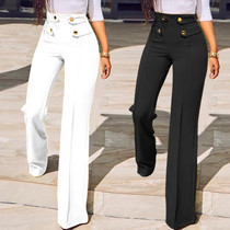 Women Fashion Wide Leg Pants 2019 Celmia Office Lady Work High Waist Elegant Trousers Buttons Casual Solid Palazzo Plus Size 5XL
