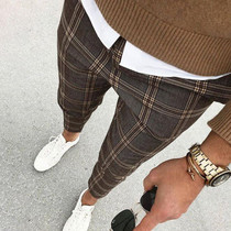 Men's Casual Street Plaid Cropped Pants