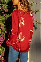 V Neck  Floral Printed T-Shirts