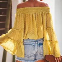 Sexy One Word Collar Bell Sleeve Shirt