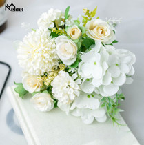 Meldel Artificial Peony Flowers Silk Bouquet for Wedding Decoration Small Fake Rose Flowers Home Decor DIY Faux Rose Peony Flore