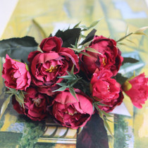 5 Heads Silk Peonies Artificial Flowers Bouquet DIY Silk Fake Flowers for Wedding Party Home Table Garden Decor Small Bouquet