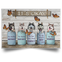Butterfly & Husky It's Okay Quotes Poster To Be Yourself Wall Art Decor Gifts For Co-Workers