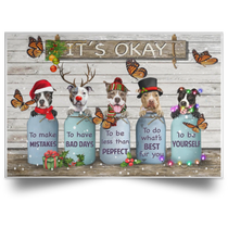Butterfly Pitbull It's Okay Quotes Christmas Poster Rustic Wall Art Gifts For Pitbull Lovers