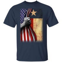 Texas Flag Inside American Flag T-Shirt 4th Of July Shirts Gift For Patriotic
