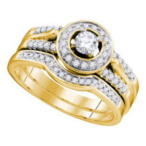 Wedding Collection | 14kt Yellow Gold Diamond Round Bridal Wedding Ring Band Set 1/2 Cttw |  Splendid Jewellery