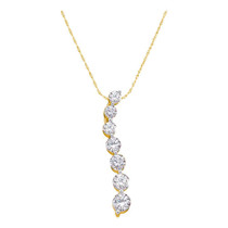 Diamond Journey Pendant |  14kt Yellow Gold Womens Round Diamond Journey Pendant 1/2 Cttw |  Splendid Jewellery