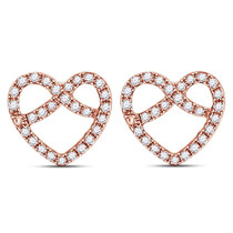 Earrings |  14kt Rose Gold Womens Round Diamond Pretzel Heart Earrings 1/6 Cttw |  Splendid Jewellery