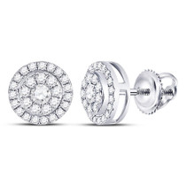 Earrings |  14kt White Gold Womens Round Diamond Solitaire Cluster Stud Earrings 1/4 Cttw |  Splendid Jewellery