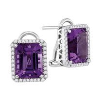 Earrings |  14kt White Gold Womens Emerald Amethyst Diamond Stud Earrings 2-3/4 Cttw |  Splendid Jewellery