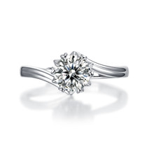 1.0ct/2.0ct Round Brilliant Cut Moissanite Diamond Twisted Ring with Adjustable Size