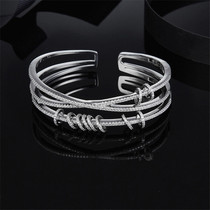 Three Layer Multi Ring Bracelet Sterling Silver Open Bangle