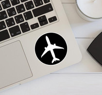 Airplane & Circle (Black) Designed Stickers