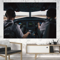 Departing Aircraft's Cockpit Printed Canvas Posters (1 Piece)