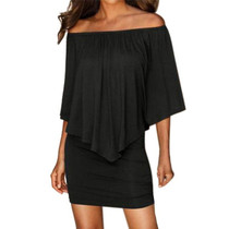 Spring Summer Dress Women Off Shoulder Sleeveless Ruffles Bodycon Mini Dress Evening Party Dresses