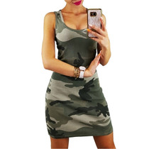 Sexy Mini Dress Women 2019 Summer Slim Casual Camouflage Military Print High Waist Tank Vest Dresses Robe Femme Vestidos