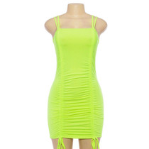 HAOYUAN Neon Green Bandage Sexy Party Dress Night Club Wear 2019 Women Summer Spaghetti Strap Mini Bodycon Boho Beach Dresses